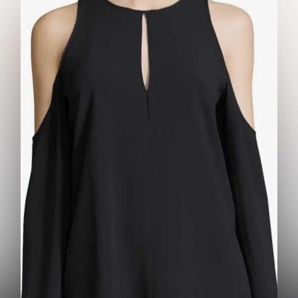 Theory Black Cold Shoulder Long Sleeve Top